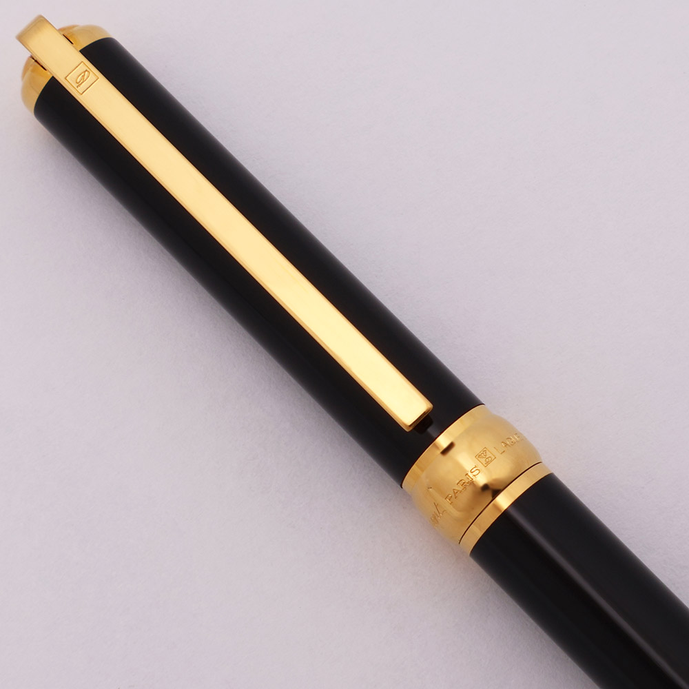 S T Dupont Gatsby Ballpoint Pen (1980s) - Black Lacquer w Gold